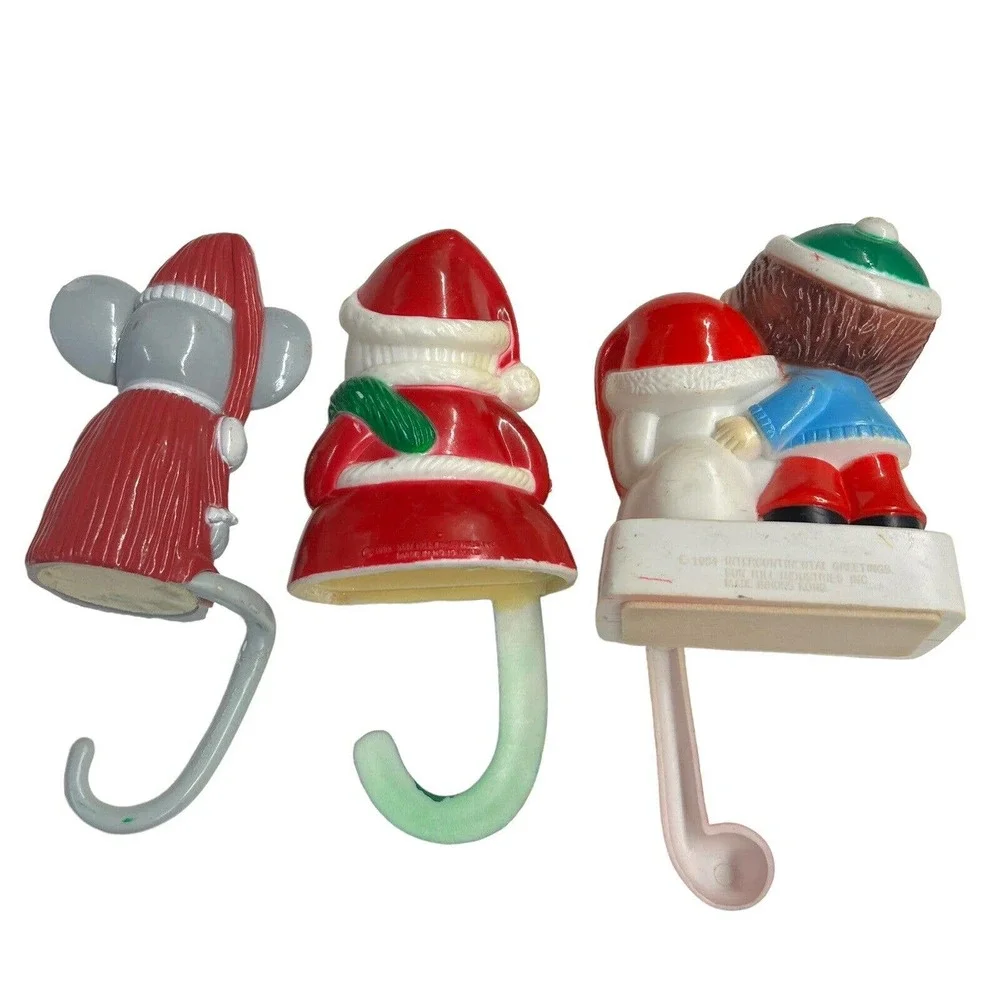 Vintage 1982‎ Sun Hill Stocking Holders Santa Claus, Boy Dog & Mouse Hanger